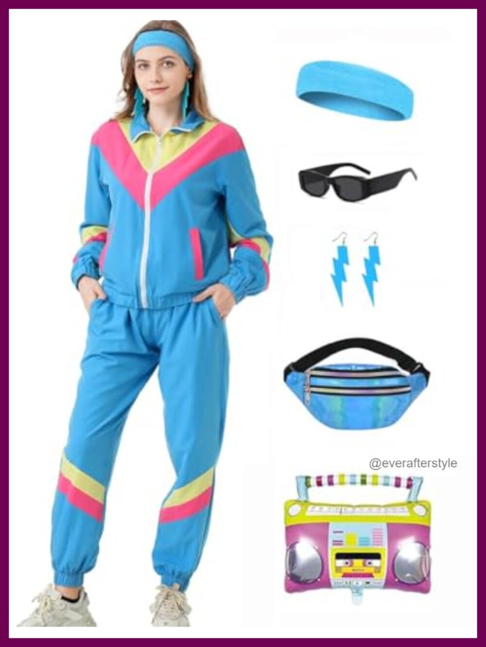 80s Tracksuit Set Women Retro Windbreaker 100% Polyester Jacket Sweatpants